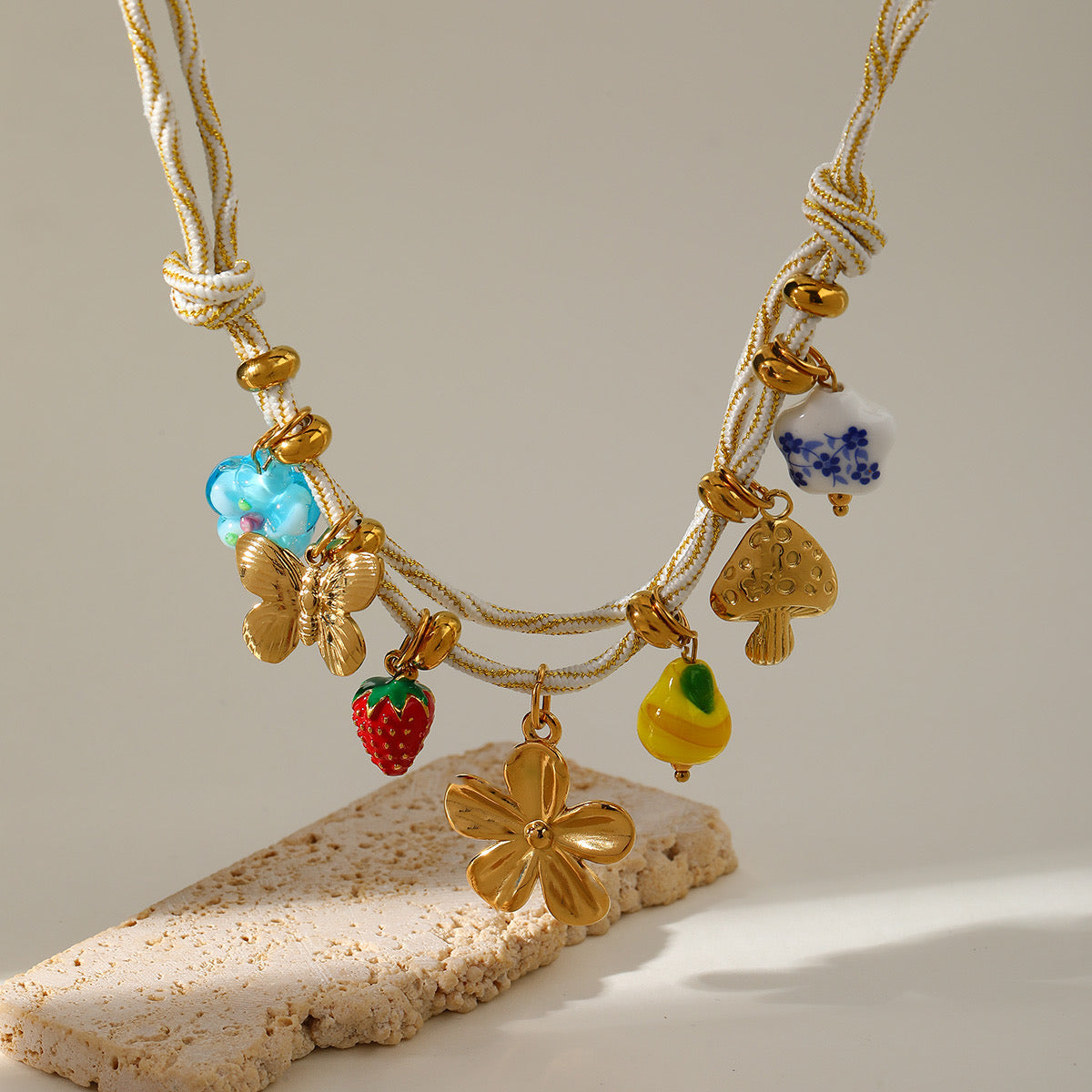 White Selva Charm Necklace