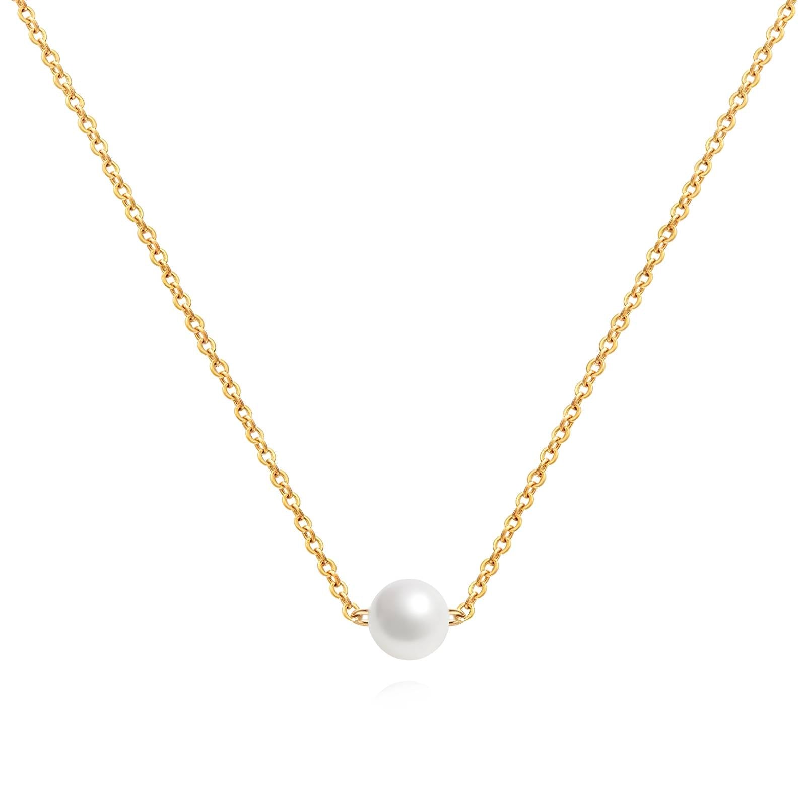 Boujee Essence classic pearl necklace - clear and gold