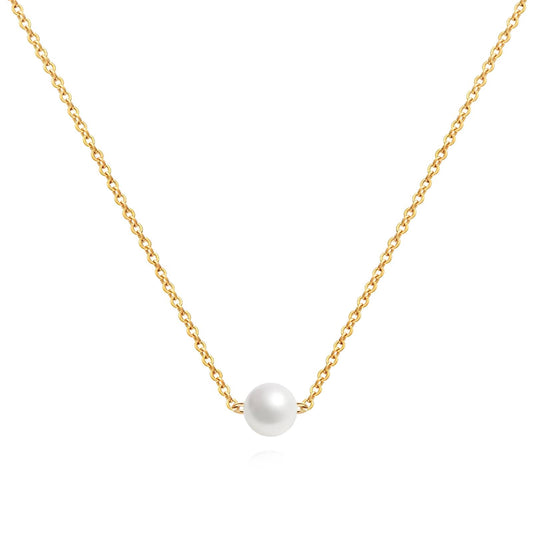 Boujee Essence classic pearl necklace - clear and gold