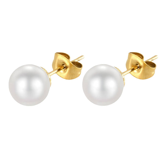Boujee Essence classic pearl earrings - clear and gold