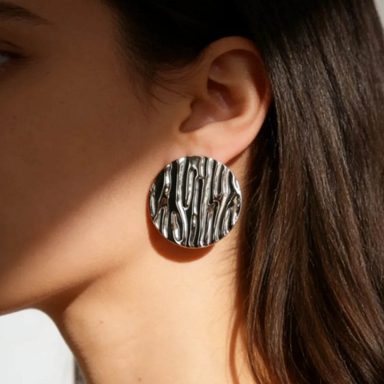 Round Silver Earrings