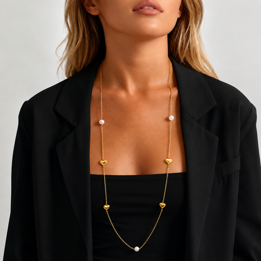 Pearl and Heart Necklace