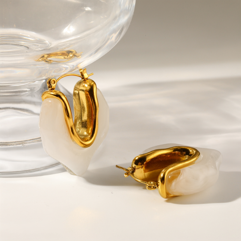 White Stud Earrings